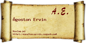Ágoston Ervin névjegykártya
