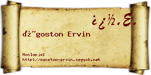 Ágoston Ervin névjegykártya